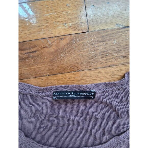 Peruvian Connection Scoop Neck Knit 100% Pima Cotton Mini Dress Purple S A001070 - Picture 3 of 7